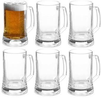 Vivalto Bierglazen - Bierpullen - transparant glas - 6x stuks - 380 ml