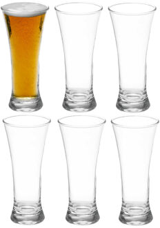 Vivalto Bierglazen - Flutes/vaas - transparant glas - 6x stuks - 320 ml - Conische vorm
