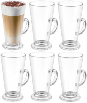 Vivalto Caffe Latte/koffie glazen Paris - transparant glas - 6x stuks - 280 ml