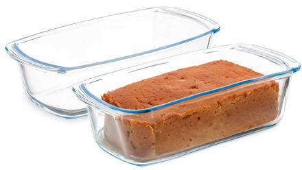 Vivalto Cakevorm/bakvorm - 2x - Glas - transparant - 27 x 14 x 7 cm - cake bakken - ovenschotel