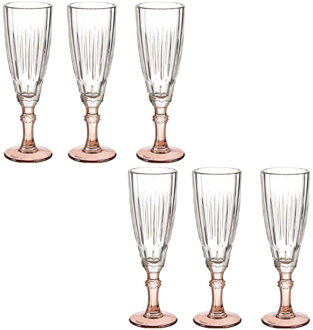 Vivalto Champagneglazen - Exotic Collection - 12x st - op brons voet - 170 ml - glazen
