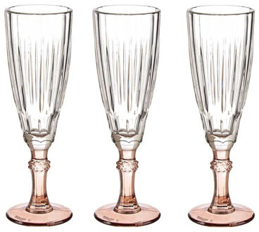 Vivalto Champagneglazen - Exotic Collection - 6x st - op brons voet - 170 ml - glazen