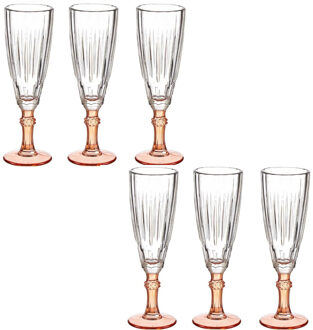 Vivalto Champagneglazen Exotic Collection - set 12x - oranje voet - 170 ml - Champagne flutes
