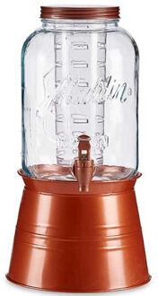 Vivalto Drankdispenser/limonadetap op voet - koper - glas - 3.8 liter - Drankdispensers Bruin