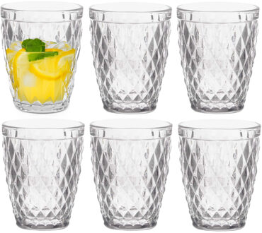 Vivalto Drinkglazen/waterglazen Diamonds - tumblers - glas - set 6x stuks - 250 ml