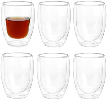 Vivalto dubbelwandige koffieglazen/theeglazen?- 12x stuks - Borosilicaat glas - 326 ml