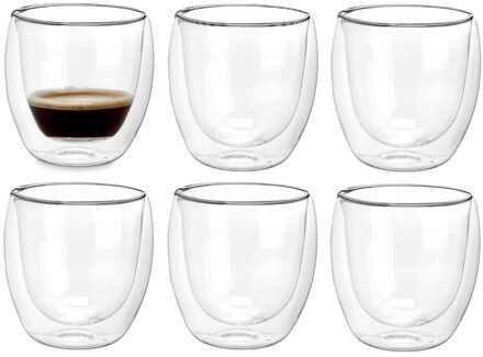 Vivalto dubbelwandige koffieglazen/theeglazen?- 6x stuks - Borosilicaat glas - 246 ml
