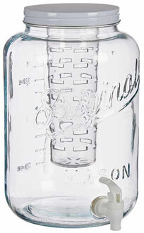 Vivalto Glazen drankdispenser/limonadetap met witte kleur dop/tap 8 liter