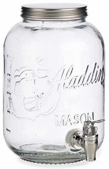 Vivalto Glazen drankdispenser/limonadetap met zilver kleur dop/tap 3.8 liter