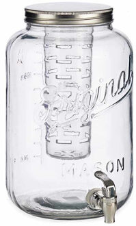 Vivalto glazen drankdispenser/limonadetap - met zilver kleur dop/tap - 8 liter