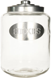 Vivalto Glazen koektrommel/snoepjes/koekjes voorraad pot met zilverkleurige deksel 5800 ml Transparant
