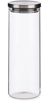 Vivalto Glazen luxe keuken voorraadpot/voorraadbus met deksel zilver 1700 ml - Voorraadpot Transparant