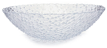 Vivalto Grote fruitschaal - rond - 31 cm - bewerkt glas - schaal voor fruit