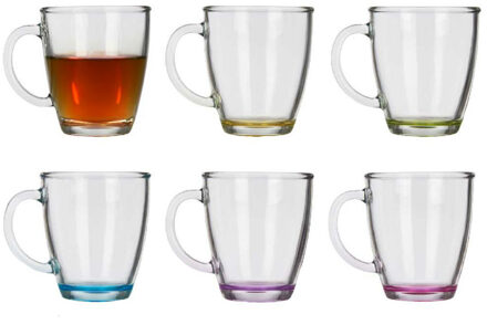 Vivalto Koffie/thee glazen - 12x stuks - glas - met tint - 310 ml