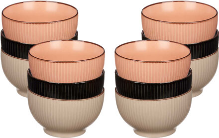 Vivalto Kommetjes/serveer schaaltjes - 12x stuks - Mistique - porselein - D14 x H8 cm - 3 kleuren