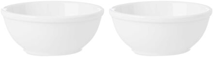 Vivalto Kommetjes/serveer schaaltjes - 2x - Hendai - porselein - D13 x H5 cm - ivoor wit - Stapelbaar