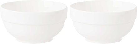 Vivalto Kommetjes/serveer schaaltjes - 2x - Kendai - porselein - D13 x H6.5 cm - ivoor wit - Stapelbaar