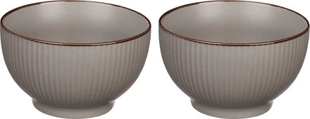 Vivalto Kommetjes/serveer schaaltjes - 2x - Mistique - porselein - D14 x H8 cm - grijs - Stapelbaar
