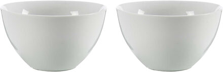 Vivalto Kommetjes/serveer schaaltjes - 2x - Mumbai - porselein - D13.5 x H7.5 cm - ivoor wit - Stapelbaar