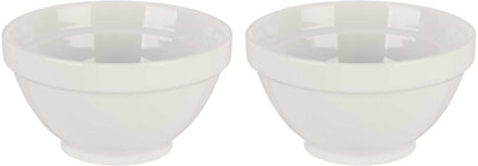 Vivalto Kommetjes/serveer schaaltjes - 2x - Okinawa - porselein - D13.5 x H8 cm - ivoor wit - Stapelbaar