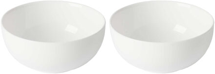 Vivalto Kommetjes/serveer schaaltjes - 2x - Opal - keramiek - D13 x H6 cm - ivoor wit - Stapelbaar