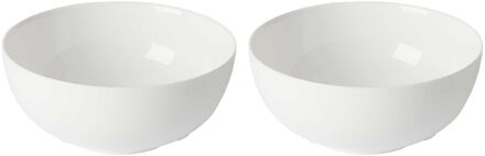 Vivalto Kommetjes/serveer schaaltjes - 2x - Opal - keramiek - D15 x H6 cm - ivoor wit - Stapelbaar