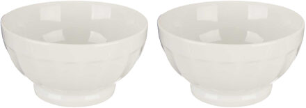 Vivalto Kommetjes/serveer schaaltjes - 2x - Osaka - porselein - D13.5 x H7 cm - ivoor wit - Stapelbaar
