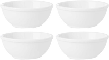 Vivalto Kommetjes/serveer schaaltjes - 4x - Hendai - porselein - D13 x H5 cm - ivoor wit - Stapelbaar