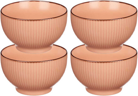 Vivalto Kommetjes/serveer schaaltjes - 4x - Mistique - porselein - D14 x H8 cm - zalm roze - Stapelbaar