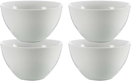 Vivalto Kommetjes/serveer schaaltjes - 4x - Mumbai - porselein - D13.5 x H7.5 cm - ivoor wit - Stapelbaar