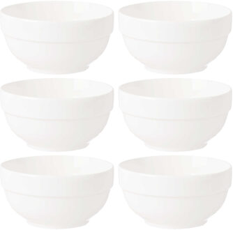 Vivalto Kommetjes/serveer schaaltjes - 6x - Kendai - porselein - D13 x H6.5 cm - ivoor wit - Stapelbaar