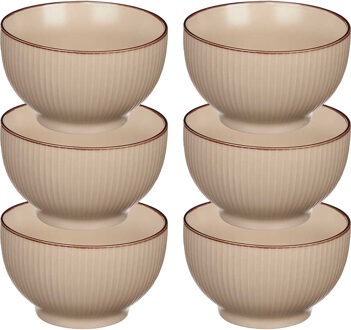 Vivalto Kommetjes/serveer schaaltjes - 6x - Mistique - porselein - D14 x H8 cm - beige - Stapelbaar