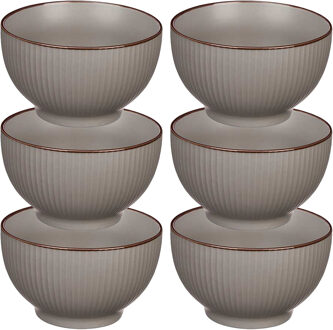 Vivalto Kommetjes/serveer schaaltjes - 6x - Mistique - porselein - D14 x H8 cm - grijs - Stapelbaar