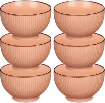 Vivalto Kommetjes/serveer schaaltjes - 6x - Mistique - porselein - D14 x H8 cm - zalm roze - Stapelbaar