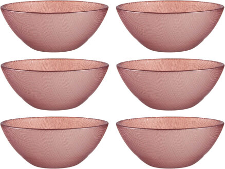 Vivalto Kommetjes/serveer schaaltjes - 6x - Murano - glas - D15 x H6 cm - roze - Stapelbaar