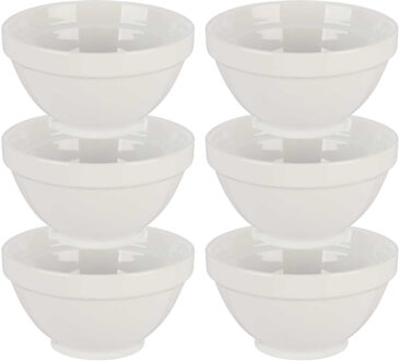 Vivalto Kommetjes/serveer schaaltjes - 6x - Okinawa - porselein - D13.5 x H8 cm - ivoor wit - Stapelbaar