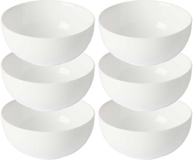 Vivalto Kommetjes/serveer schaaltjes - 6x - Opal - keramiek - D13 x H6 cm - ivoor wit - Stapelbaar