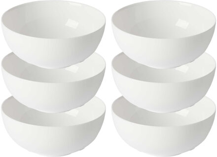 Vivalto Kommetjes/serveer schaaltjes - 6x - Opal - keramiek - D15 x H6 cm - ivoor wit - Stapelbaar