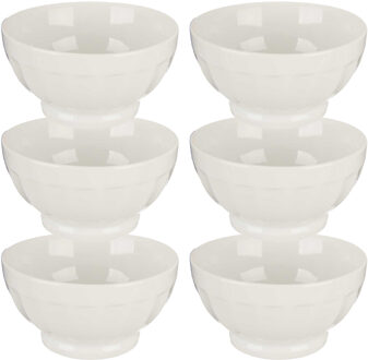 Vivalto Kommetjes/serveer schaaltjes - 6x - Osaka - porselein - D13.5 x H7 cm - ivoor wit - Stapelbaar