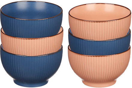 Vivalto Kommetjes/serveer schaaltjes - 6x stuks - Mistique - porselein - D14 x H8 cm - 2 kleuren