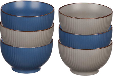 Vivalto Kommetjes/serveer schaaltjes - 6x stuks - Mistique - porselein - D14 x H8 cm - 2 kleuren