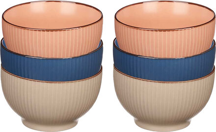 Vivalto Kommetjes/serveer schaaltjes - 6x stuks - Mistique - porselein - D14 x H8 cm - 3 kleuren