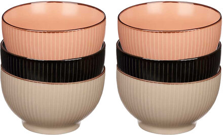 Vivalto Kommetjes/serveer schaaltjes - 6x stuks - Mistique - porselein - D14 x H8 cm - 3 kleuren