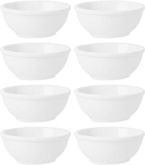 Vivalto Kommetjes/serveer schaaltjes - 8x - Hendai - porselein - D13 x H5 cm - ivoor wit - Stapelbaar