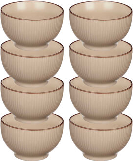 Vivalto Kommetjes/serveer schaaltjes - 8x - Mistique - porselein - D14 x H8 cm - beige - Stapelbaar