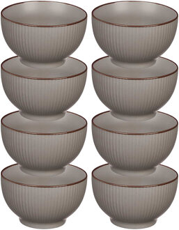 Vivalto Kommetjes/serveer schaaltjes - 8x - Mistique - porselein - D14 x H8 cm - grijs - Stapelbaar