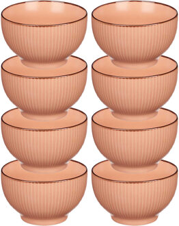 Vivalto Kommetjes/serveer schaaltjes - 8x - Mistique - porselein - D14 x H8 cm - zalm roze - Stapelbaar