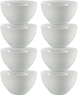 Vivalto Kommetjes/serveer schaaltjes - 8x - Mumbai - porselein - D13.5 x H7.5 cm - ivoor wit - Stapelbaar