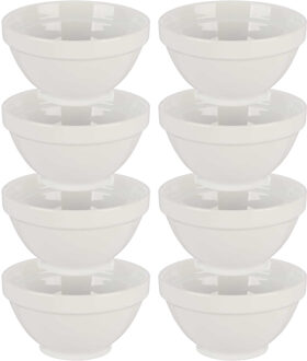 Vivalto Kommetjes/serveer schaaltjes - 8x - Okinawa - porselein - D13.5 x H8 cm - ivoor wit - Stapelbaar