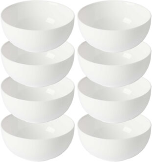 Vivalto Kommetjes/serveer schaaltjes - 8x - Opal - keramiek - D13 x H6 cm - ivoor wit - Stapelbaar